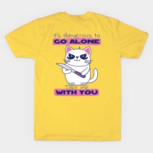 Take Me With You Funny Cat With Knife T-Shirt